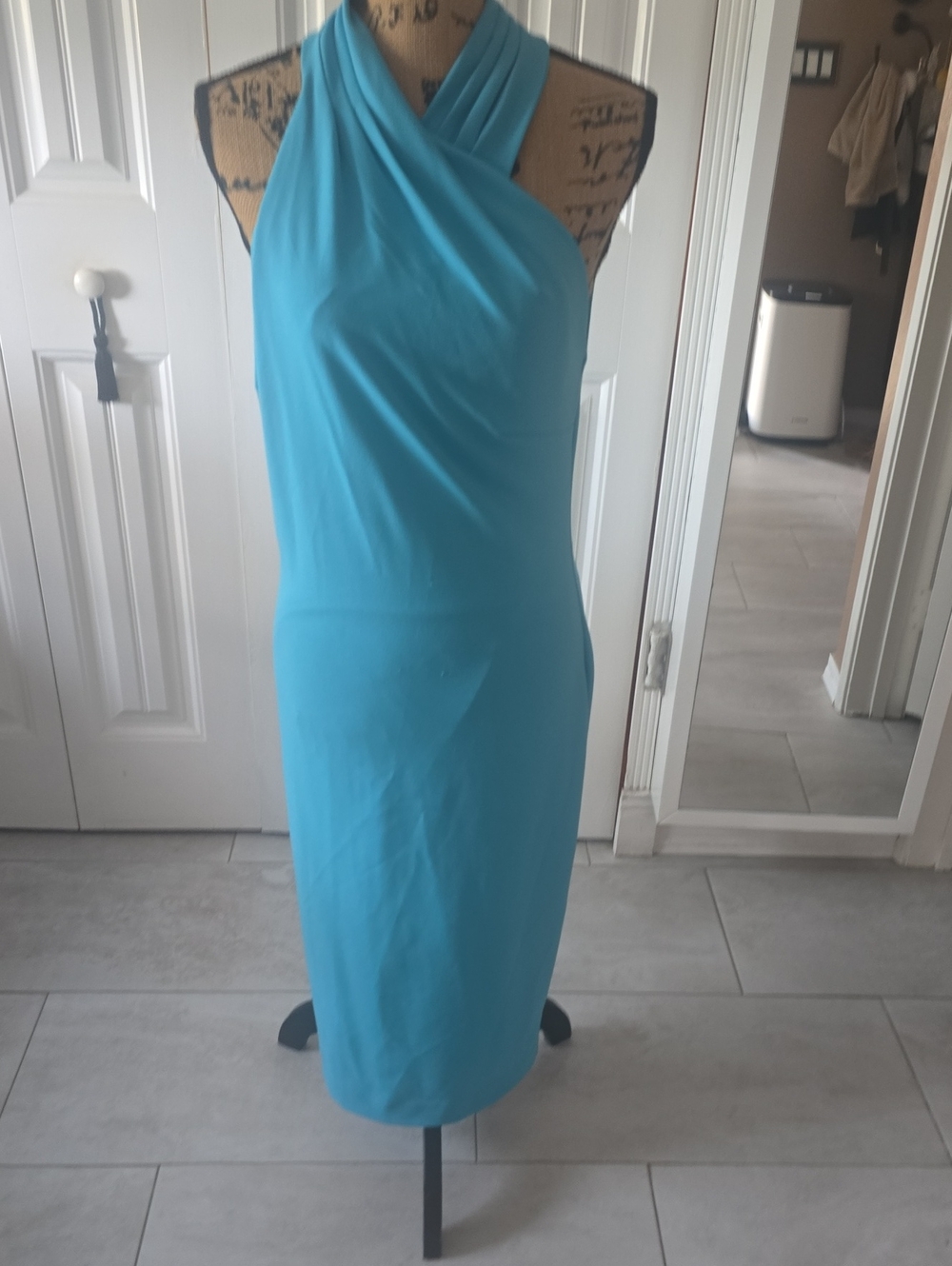 RACHEL Rachel Roy Turquoise Halter Midi Dress